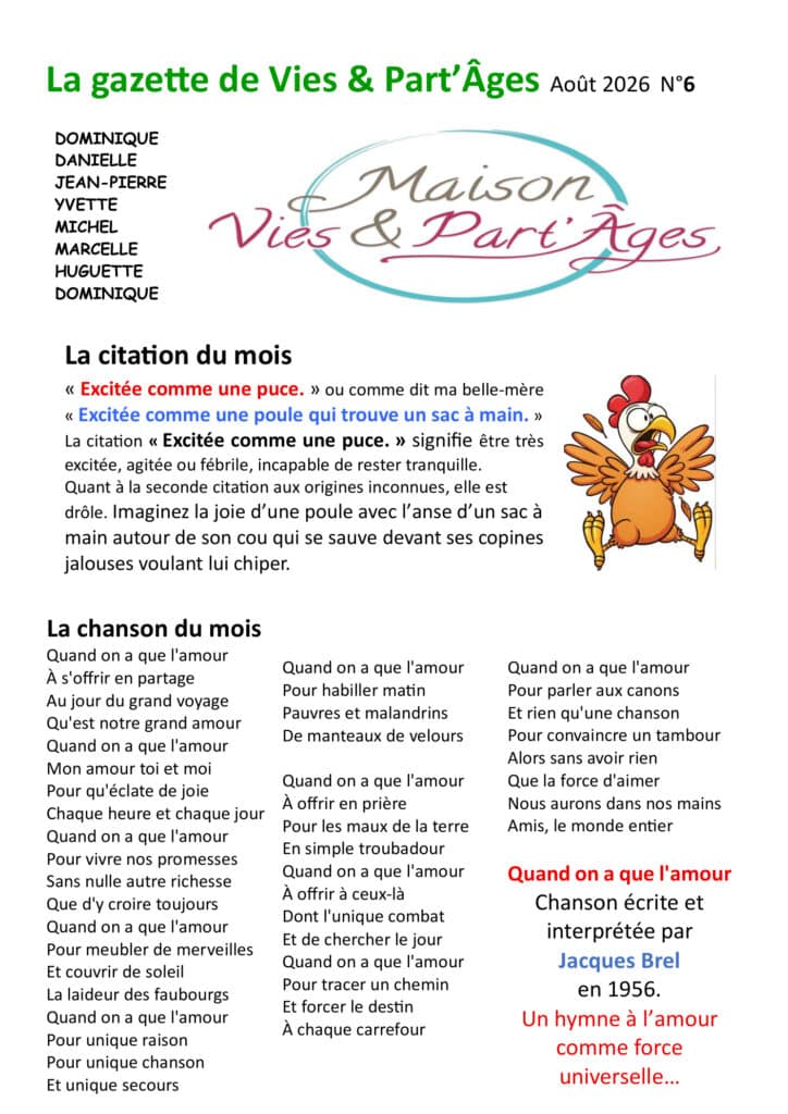 Gazette d’août 2026 de Maison Vies & Part’Âges, résidence seniors à Mercey-le-Grand