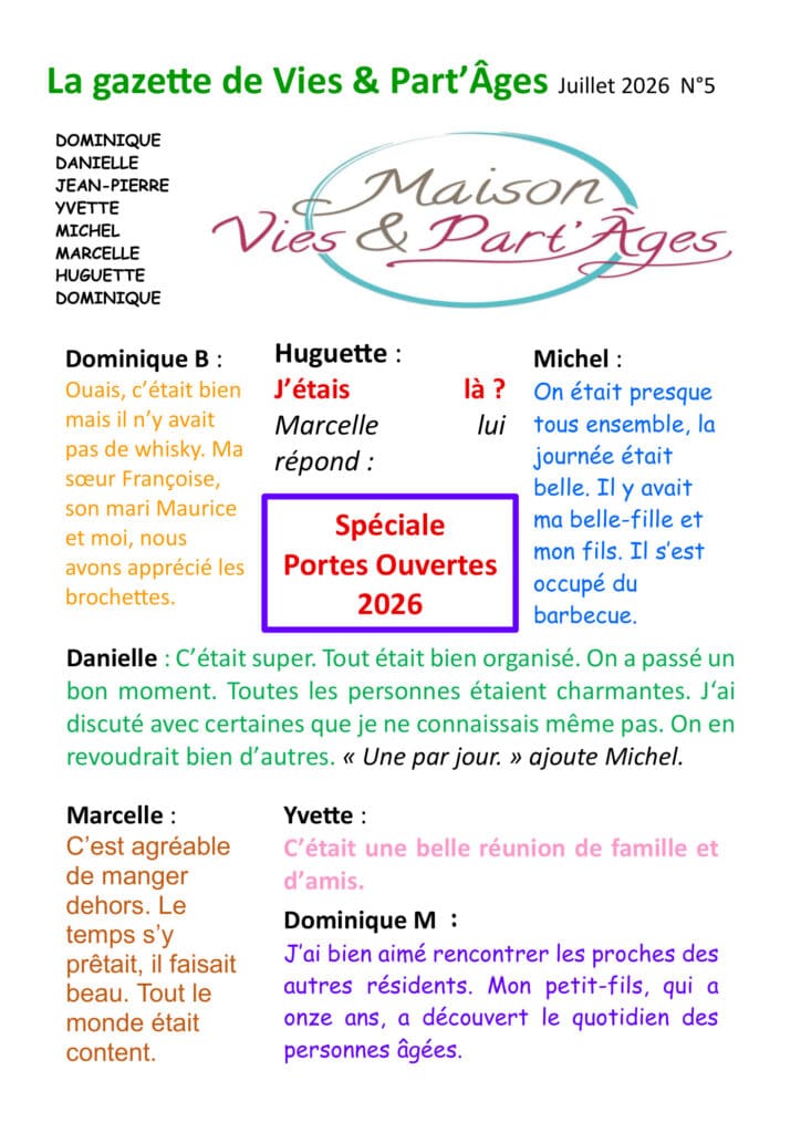 gazette juillet 2026 Maison Vies et partages résidence seniors Mercey le Grand