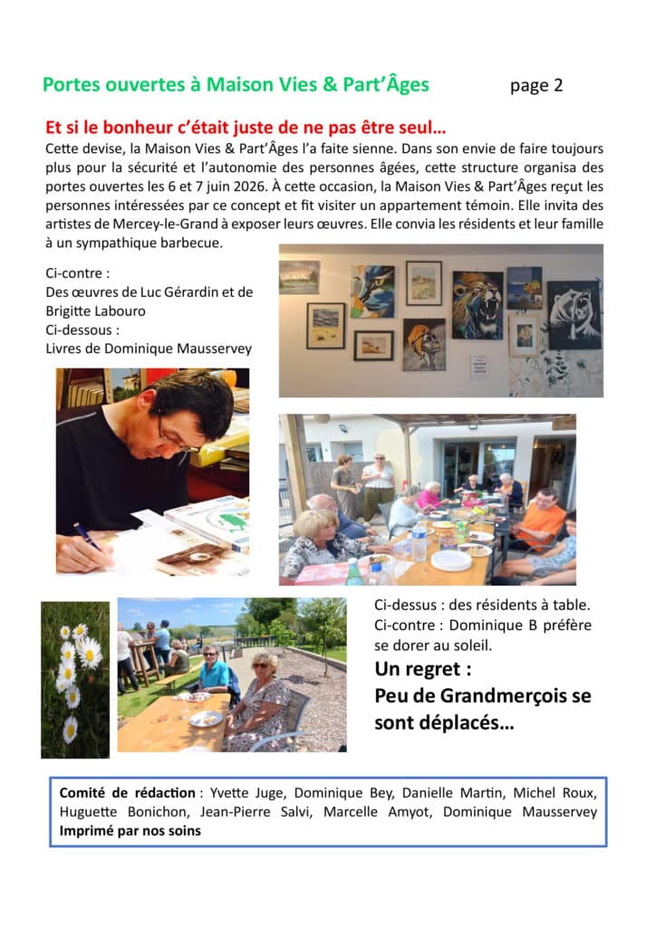 Portes Ouvertes 2026 de Maison Vies & Part’Âges, résidence seniors à Mercey-le-Grand