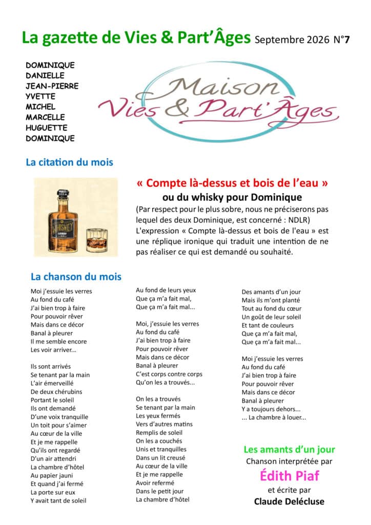 Gazette de septembre 2026 de Maison Vies & Part’Âges, résidence seniors à Mercey-le-Grand